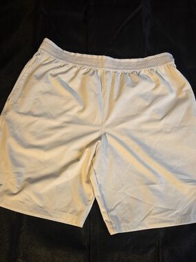 Fabletics Men's Cream Athletic Shorts with Elastic Waist